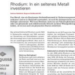 Degussa Rhodium: In ein seltenes Metall investieren