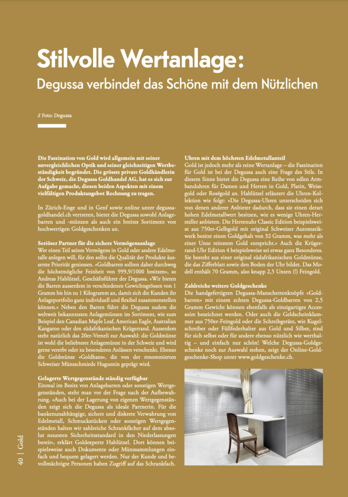 Degussa Goldhandel Lawstyle 01 2016 Stillvolle Wertanlage