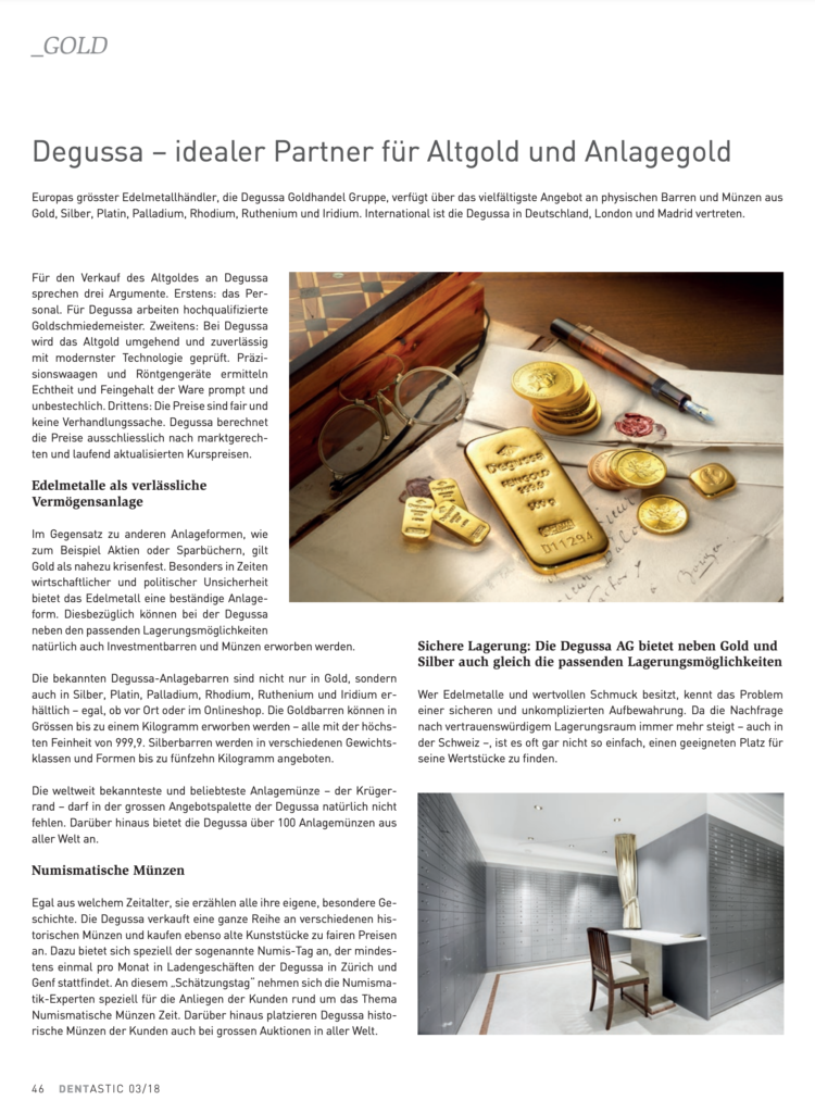 Degussa Idealer Partner für Altgold und Anlagengold